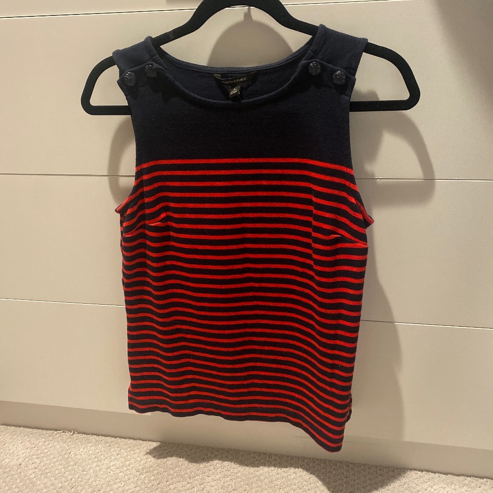 Navy and red striped tank